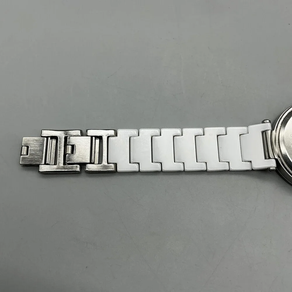 Anne Klein AK/1019 Womens Watch 33mm White Ceramic Bracelet New Battery 7.25